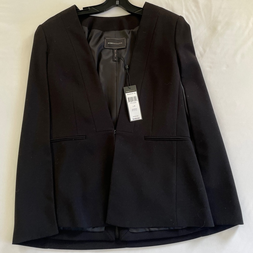 NWT BCBG Black cape blazer in perfect condition.